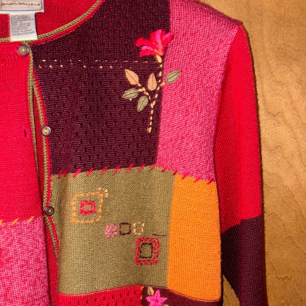 Coldwater Creek Multicolor Patchwork Cardigan-Med… - image 4